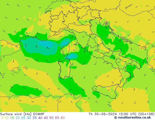 Bodenwind ECMWF Do 30.05.2024 12 UTC