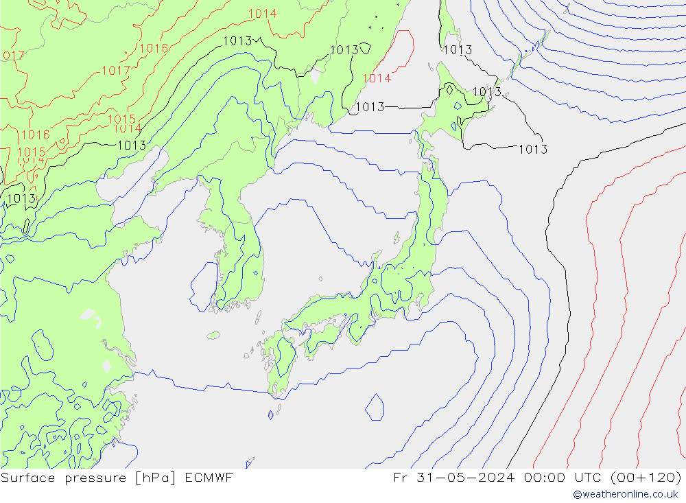 pressão do solo ECMWF Sex 31.05.2024 00 UTC