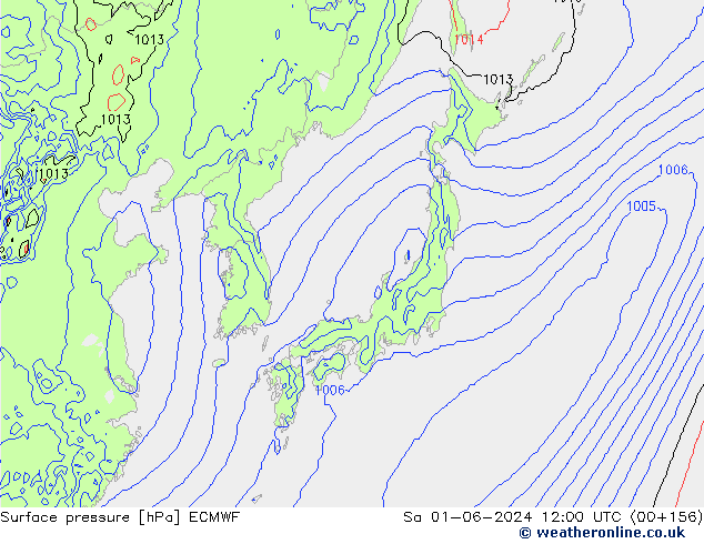 Surface pressure ECMWF Sa 01.06.2024 12 UTC