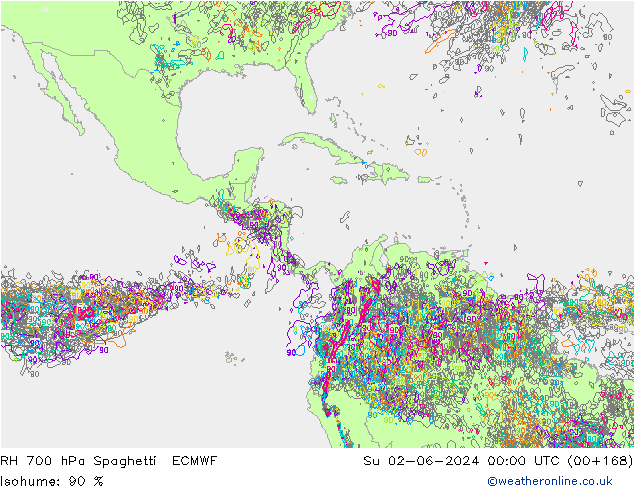 700 hPa Nispi Nem Spaghetti ECMWF Paz 02.06.2024 00 UTC