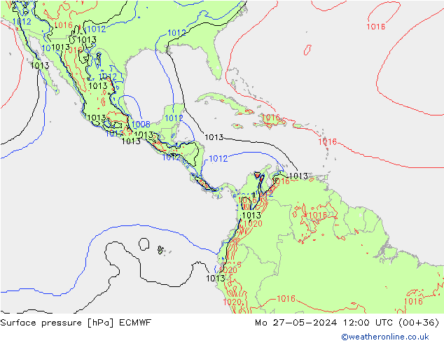 pressão do solo ECMWF Seg 27.05.2024 12 UTC