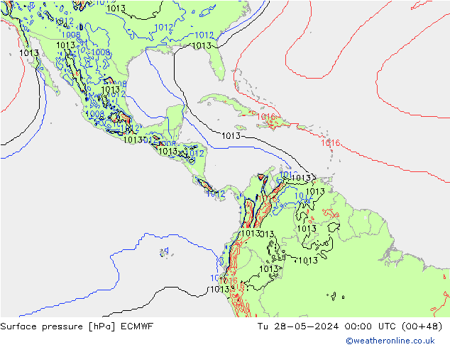 pressão do solo ECMWF Ter 28.05.2024 00 UTC