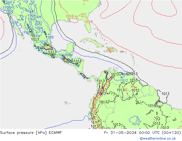 pressão do solo ECMWF Sex 31.05.2024 00 UTC