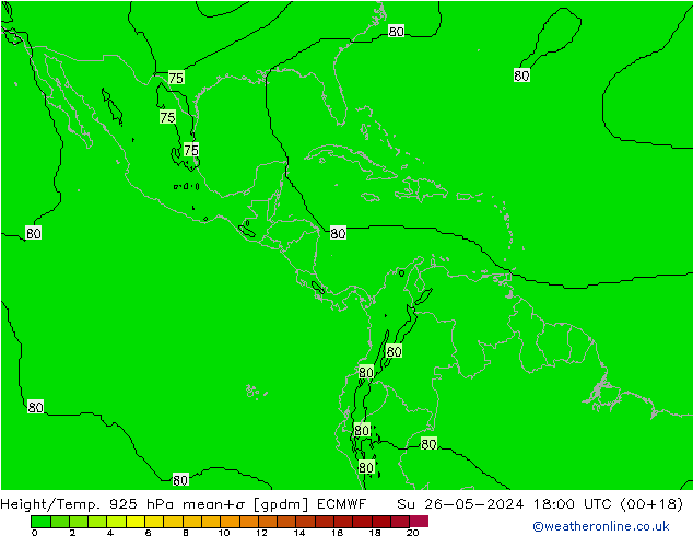 Géop./Temp. 925 hPa ECMWF dim 26.05.2024 18 UTC
