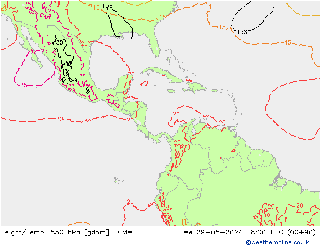 Height/Temp. 850 hPa ECMWF  29.05.2024 18 UTC