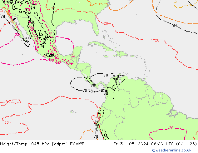 Geop./Temp. 925 hPa ECMWF vie 31.05.2024 06 UTC