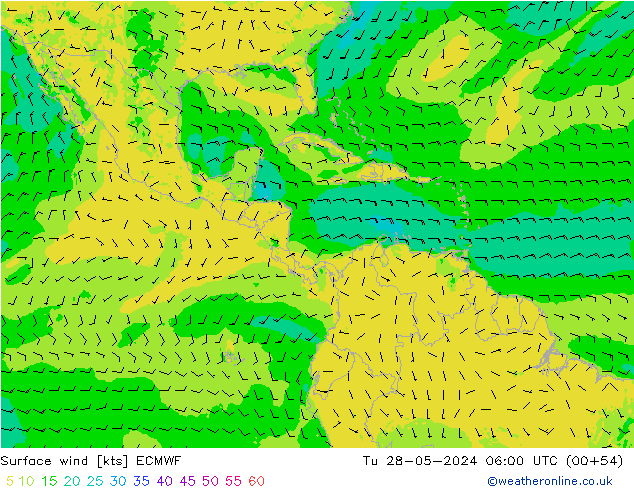 Bodenwind ECMWF Di 28.05.2024 06 UTC