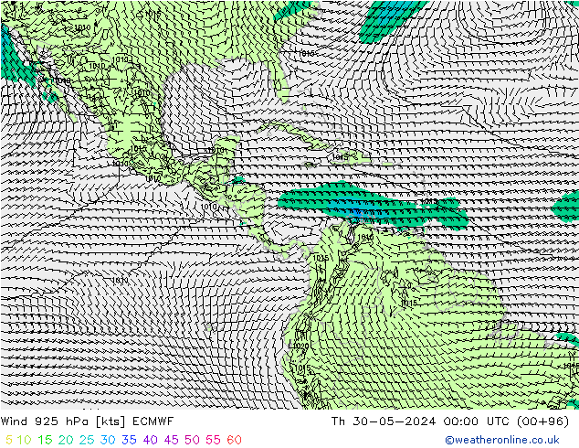 Rüzgar 925 hPa ECMWF Per 30.05.2024 00 UTC