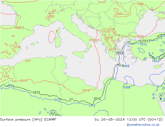 Yer basıncı ECMWF Paz 26.05.2024 12 UTC