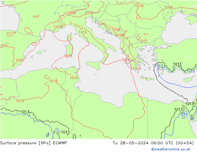 Yer basıncı ECMWF Sa 28.05.2024 06 UTC