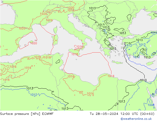 Pressione al suolo ECMWF mar 28.05.2024 12 UTC