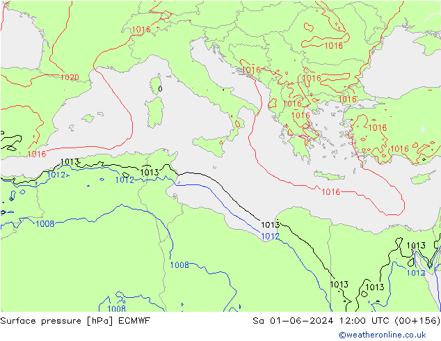 Atmosférický tlak ECMWF So 01.06.2024 12 UTC