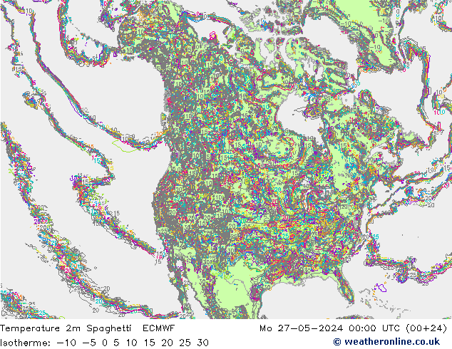 Temperaturkarte Spaghetti ECMWF Mo 27.05.2024 00 UTC