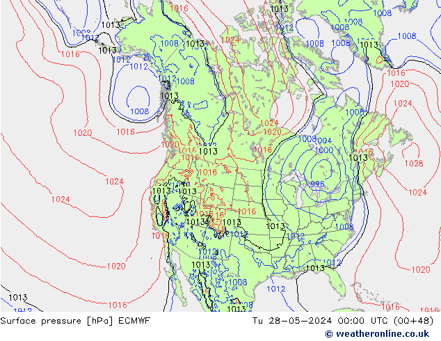 pressão do solo ECMWF Ter 28.05.2024 00 UTC