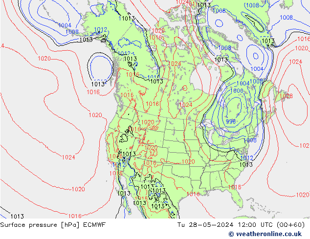 Atmosférický tlak ECMWF Út 28.05.2024 12 UTC