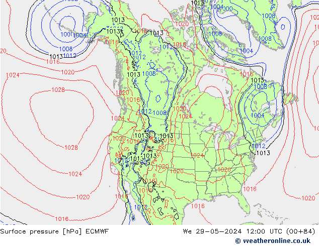 Pressione al suolo ECMWF mer 29.05.2024 12 UTC