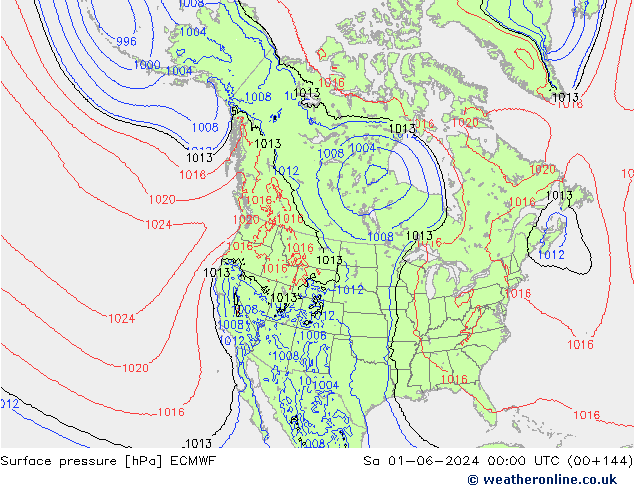 Atmosférický tlak ECMWF So 01.06.2024 00 UTC