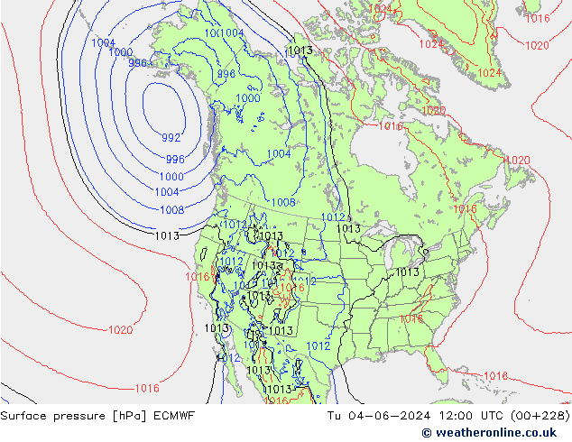 pressão do solo ECMWF Ter 04.06.2024 12 UTC