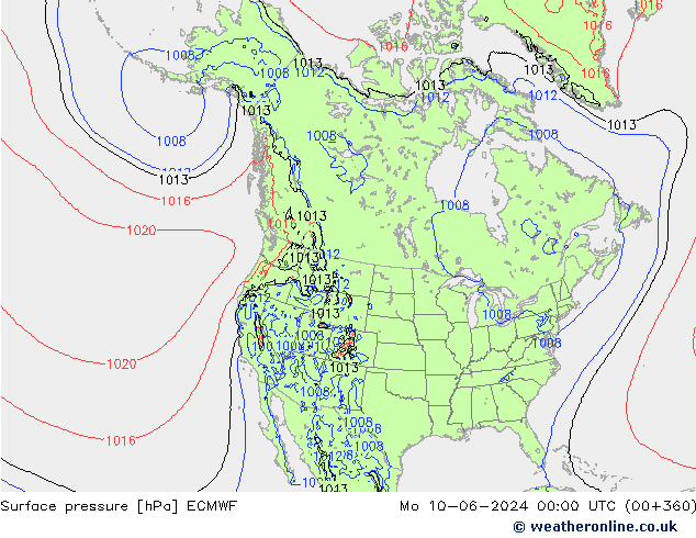 Yer basıncı ECMWF Pzt 10.06.2024 00 UTC