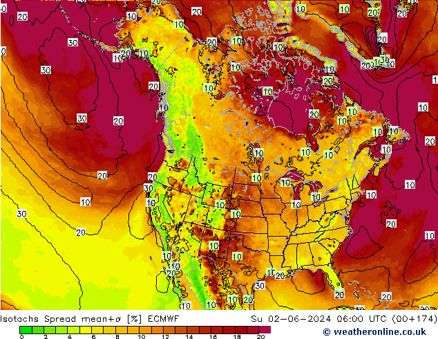 Isotachen Spread ECMWF zo 02.06.2024 06 UTC