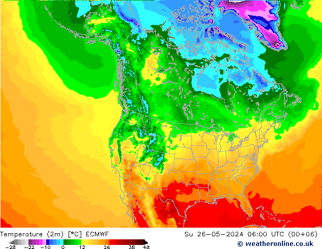 Temperatura (2m) ECMWF Dom 26.05.2024 06 UTC