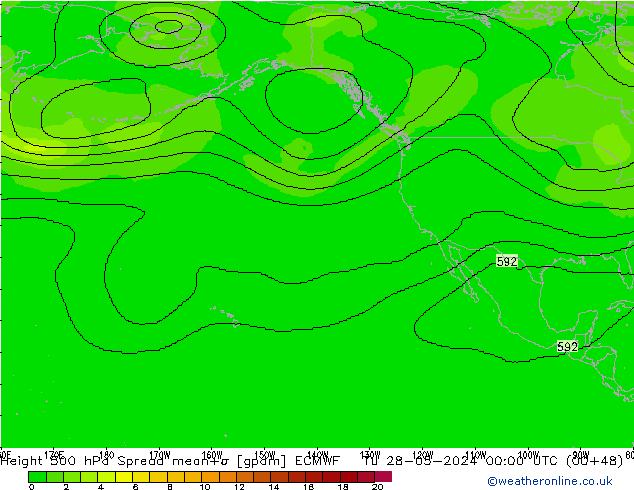 Height 500 hPa Spread ECMWF  28.05.2024 00 UTC