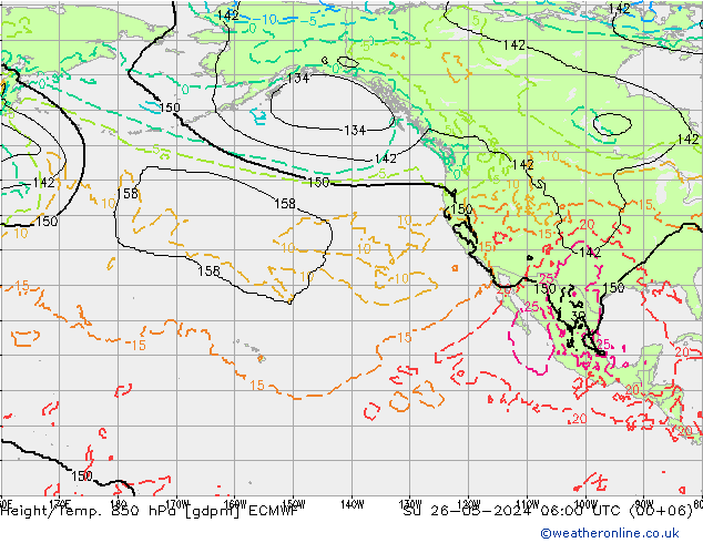 Height/Temp. 850 hPa ECMWF Dom 26.05.2024 06 UTC