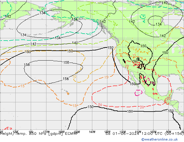 Height/Temp. 850 hPa ECMWF Sáb 01.06.2024 12 UTC