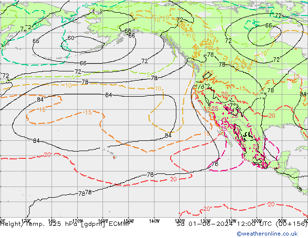 Height/Temp. 925 hPa ECMWF So 01.06.2024 12 UTC