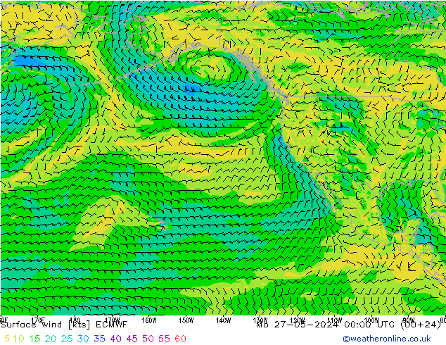 Surface wind ECMWF Mo 27.05.2024 00 UTC