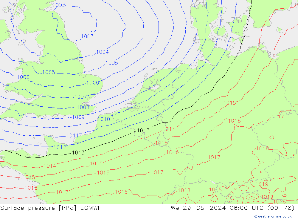 Surface pressure ECMWF We 29.05.2024 06 UTC