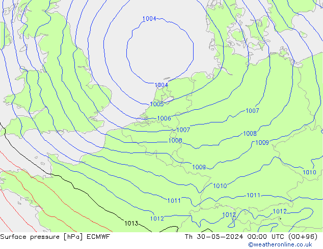 Presión superficial ECMWF jue 30.05.2024 00 UTC