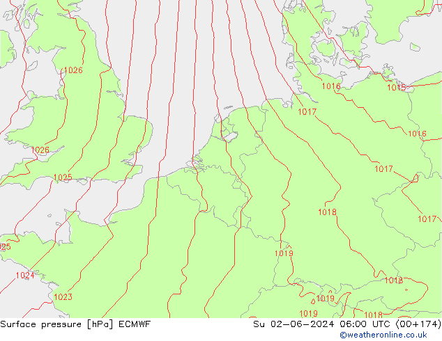 pressão do solo ECMWF Dom 02.06.2024 06 UTC