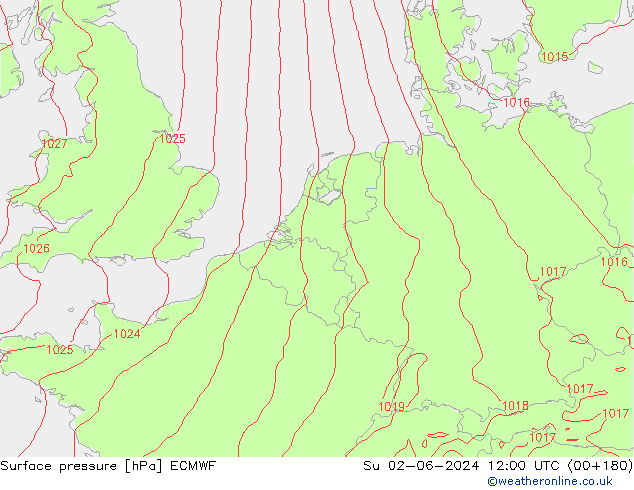 pressão do solo ECMWF Dom 02.06.2024 12 UTC