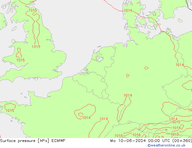 Surface pressure ECMWF Mo 10.06.2024 00 UTC