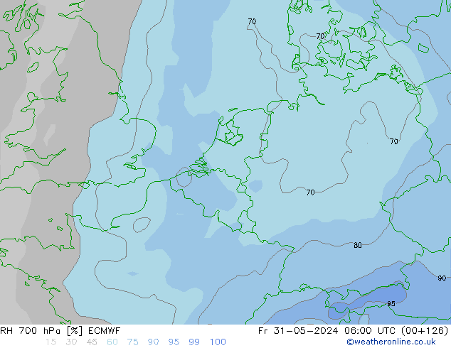 RH 700 hPa ECMWF  31.05.2024 06 UTC