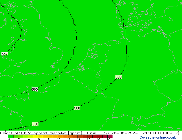 Height 500 hPa Spread ECMWF Ne 26.05.2024 12 UTC