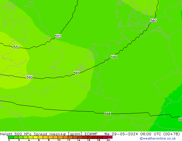 Height 500 hPa Spread ECMWF mer 29.05.2024 06 UTC