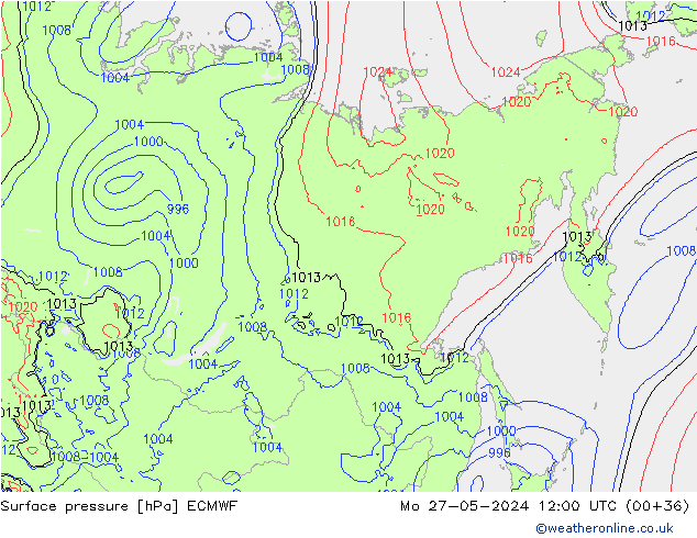 Luchtdruk (Grond) ECMWF ma 27.05.2024 12 UTC
