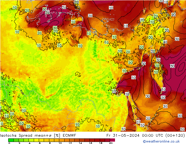 Isotachs Spread ECMWF Fr 31.05.2024 00 UTC