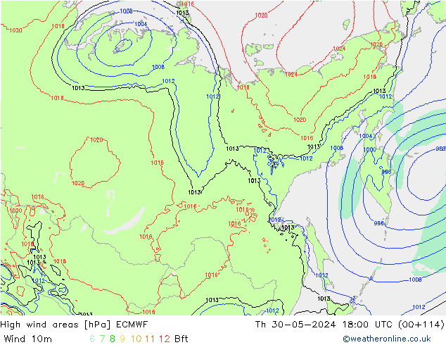 Windvelden ECMWF do 30.05.2024 18 UTC