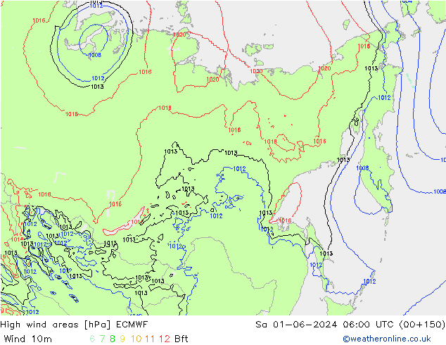 Izotacha ECMWF so. 01.06.2024 06 UTC