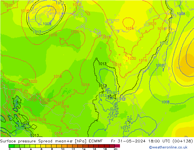 Yer basıncı Spread ECMWF Cu 31.05.2024 18 UTC