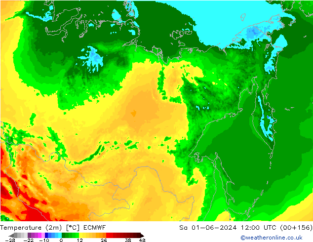 Sıcaklık Haritası (2m) ECMWF Cts 01.06.2024 12 UTC