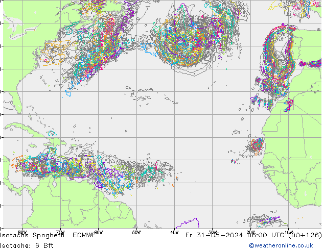 Isotachs Spaghetti ECMWF Fr 31.05.2024 06 UTC