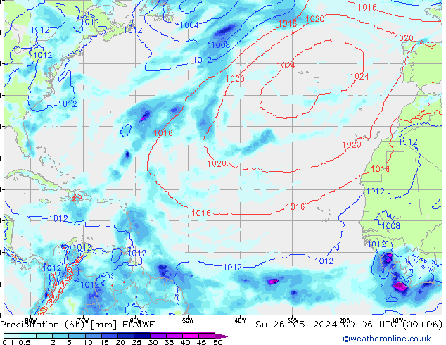 Précipitation (6h) ECMWF dim 26.05.2024 06 UTC
