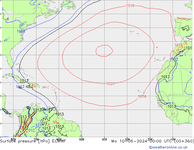 Luchtdruk (Grond) ECMWF ma 10.06.2024 00 UTC