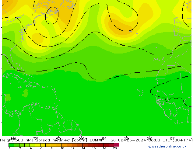 500 hPa Yüksekliği Spread ECMWF Paz 02.06.2024 06 UTC