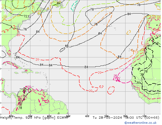 Geop./Temp. 925 hPa ECMWF mar 28.05.2024 18 UTC