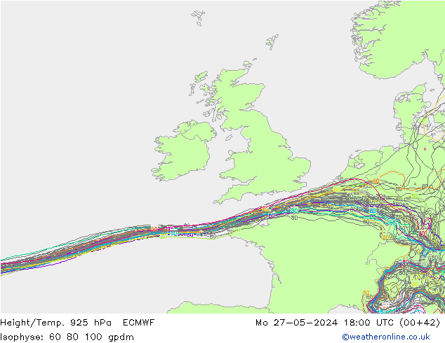 Height/Temp. 925 hPa ECMWF Mo 27.05.2024 18 UTC